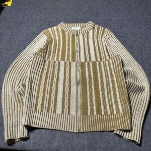 VTG 80s Lord James Womens Cable Knit Full Zip Cardigan Size M Retro Preppy Indie